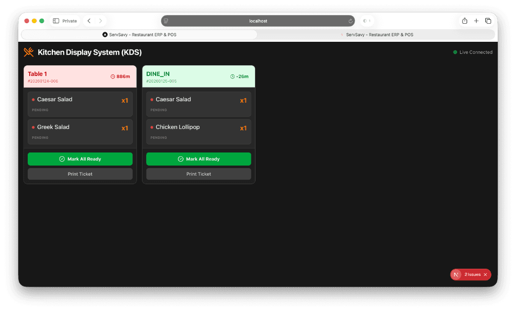 KDS (Kitchen Display System)